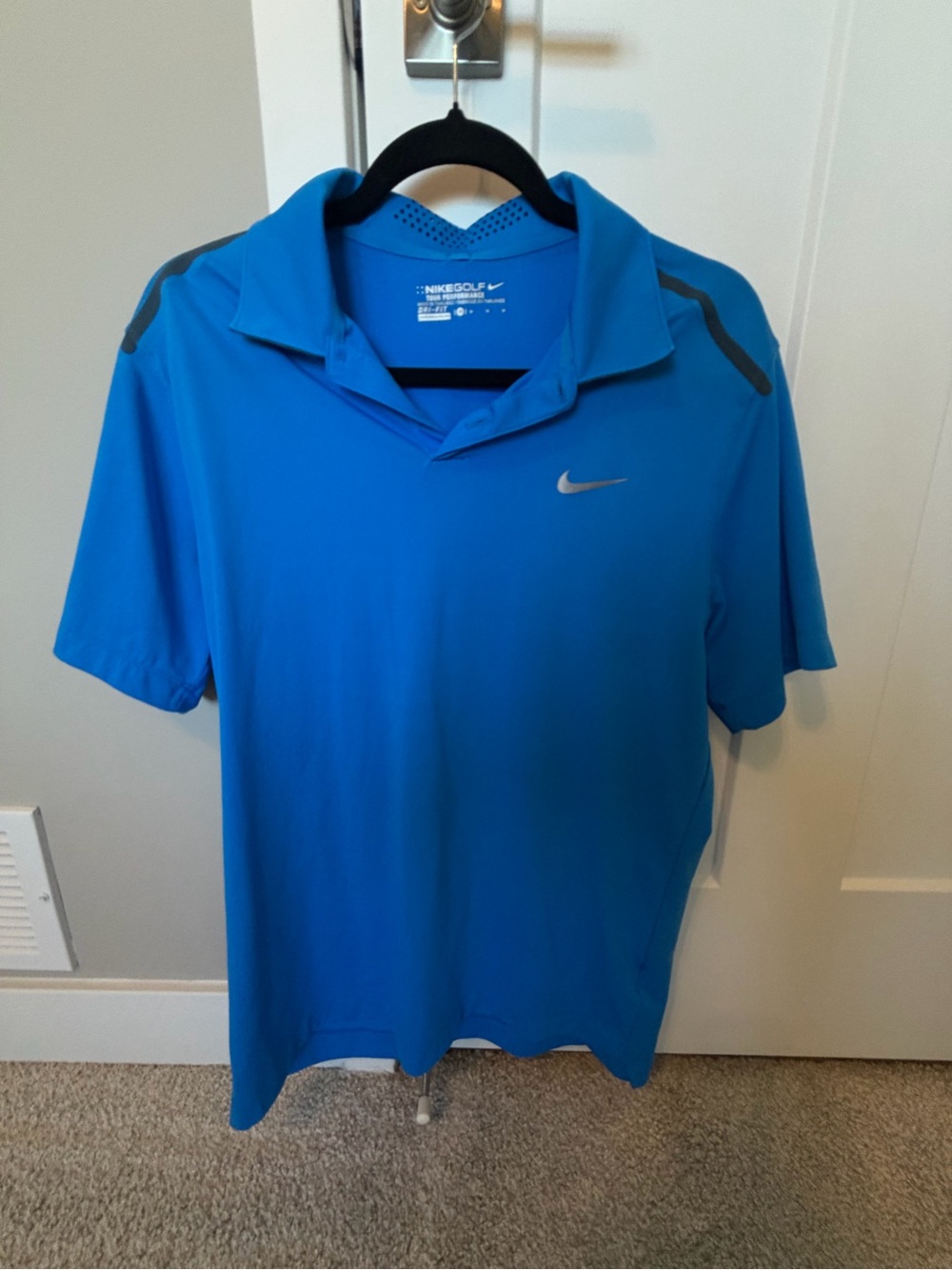 Nike Men’s Bright Blue Golf Polo with Gray Accents